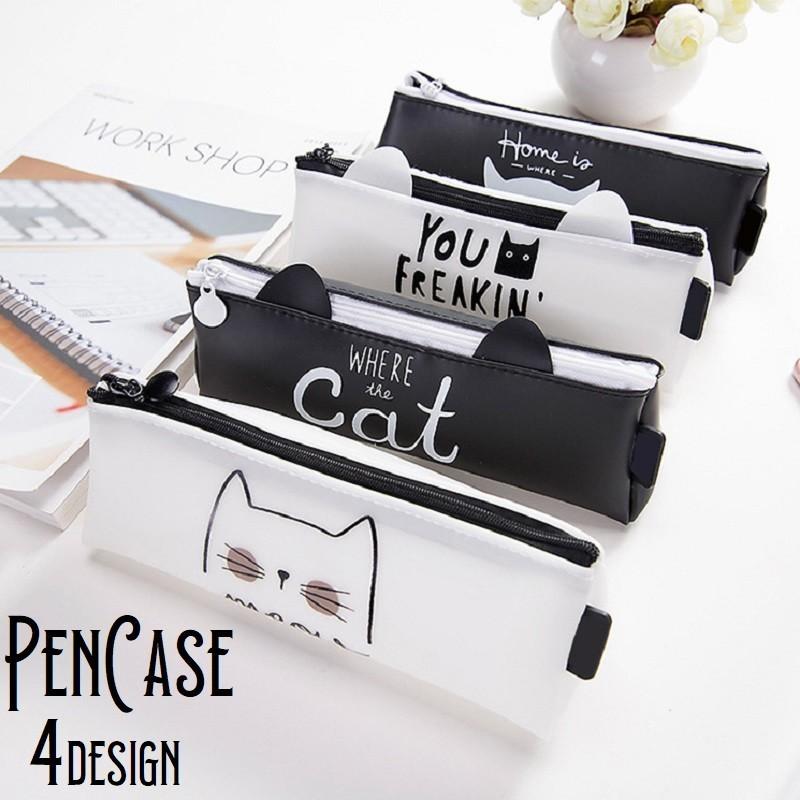 ペンケース 筆箱 猫柄 キャット 猫耳 かわいい おしゃれ 文房具 文具 ステーショナリー ビニール ブラック ホワイト Zak プラスナオyahoo 店 通販 Yahoo ショッピング