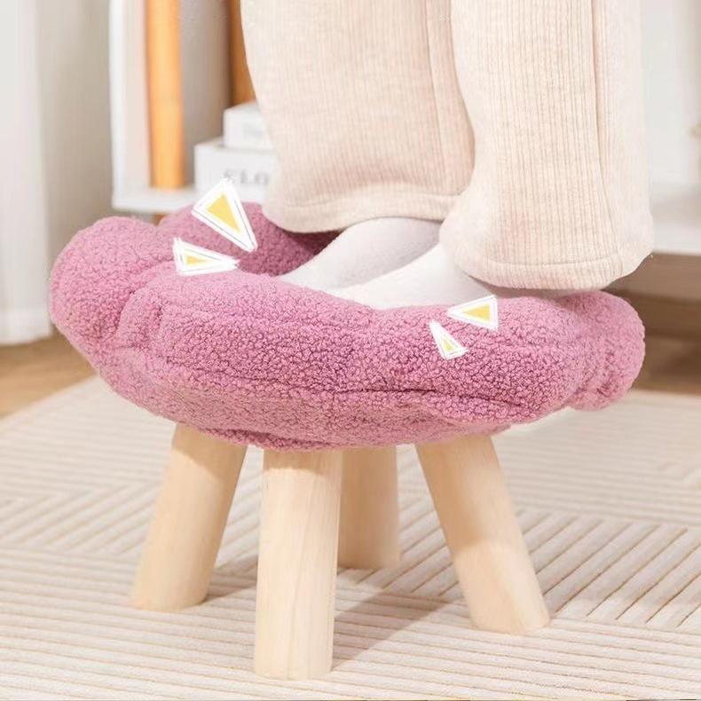 スツール 椅子 イス チェア 花 木脚 背もたれなし 円形 低い 低め