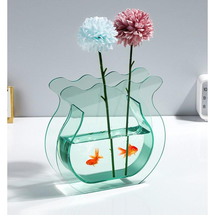 花瓶 アクリル製 フラワーベース 花びん 花器 広口 割れない 倒れ