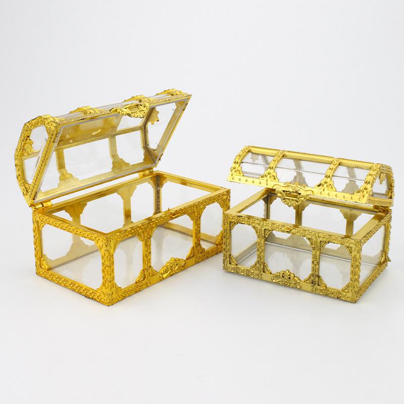小物入れ 収納ケース 蓋付き 宝箱風 ミニサイズ クリア 文房具 お菓子
