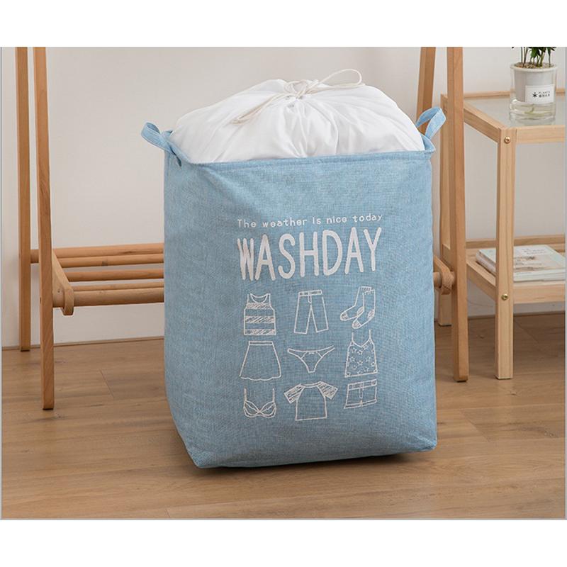 plusnao（プラスナオ） ランドリーバスケット 巾着型 四角 大容量