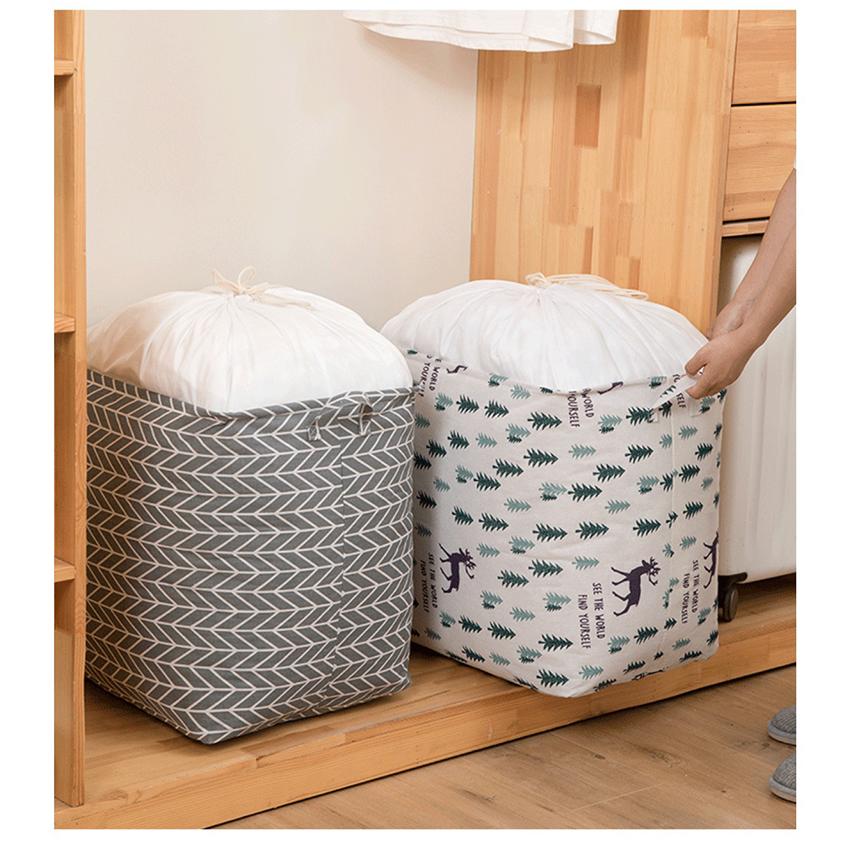 plusnao（プラスナオ） ランドリーバスケット 巾着型 四角 大容量