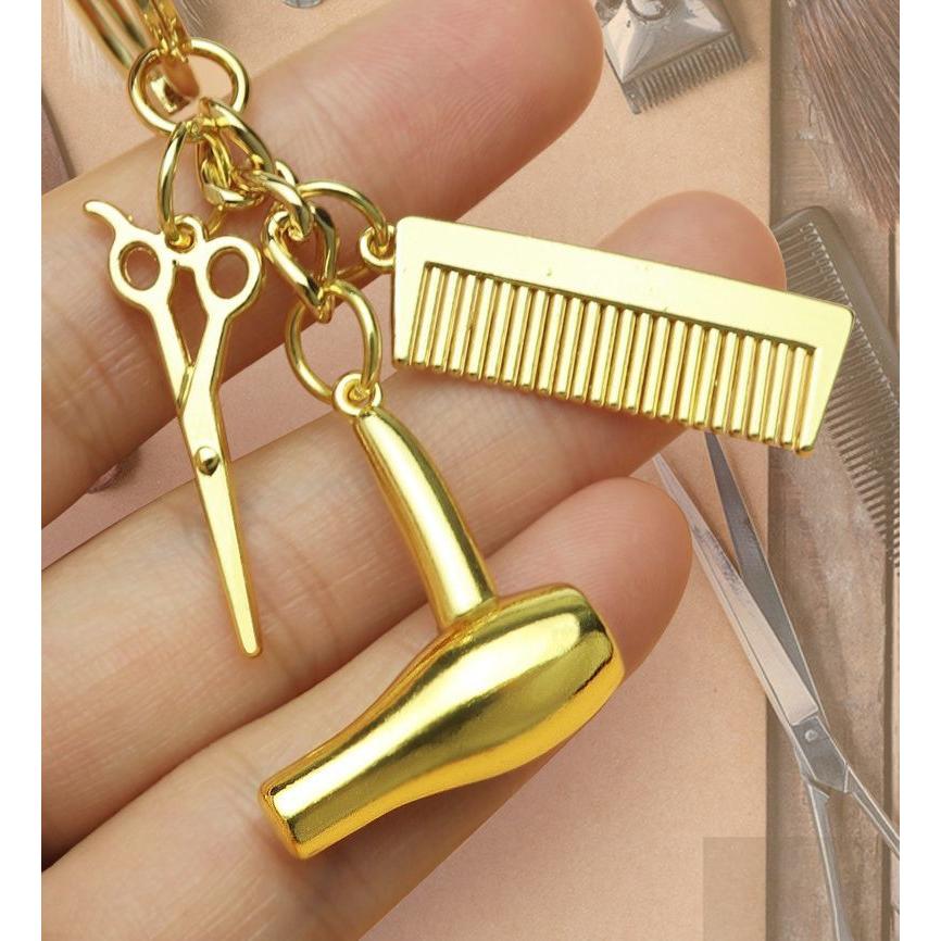 キーホルダー キーリング バッグチャーム 金属 美容院 床屋 美容師