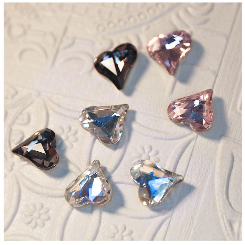 ハート形ラインストーン 10個セット ホワイト ブラック ブルー ピンク