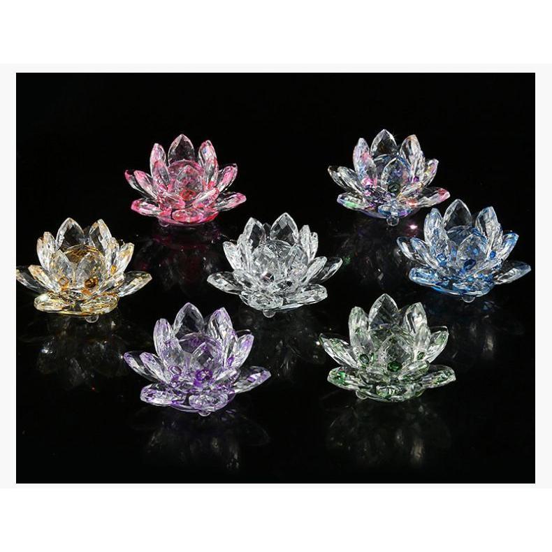 plusnao 蓮の花 置物 クリスタル風 オブジェ 8cm サンキャッチャー