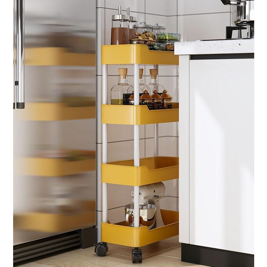 キッチン　棚　ワゴン　ラック plusnao キッチンワゴン キャスター付き 幅25cm 4段 メッシュ