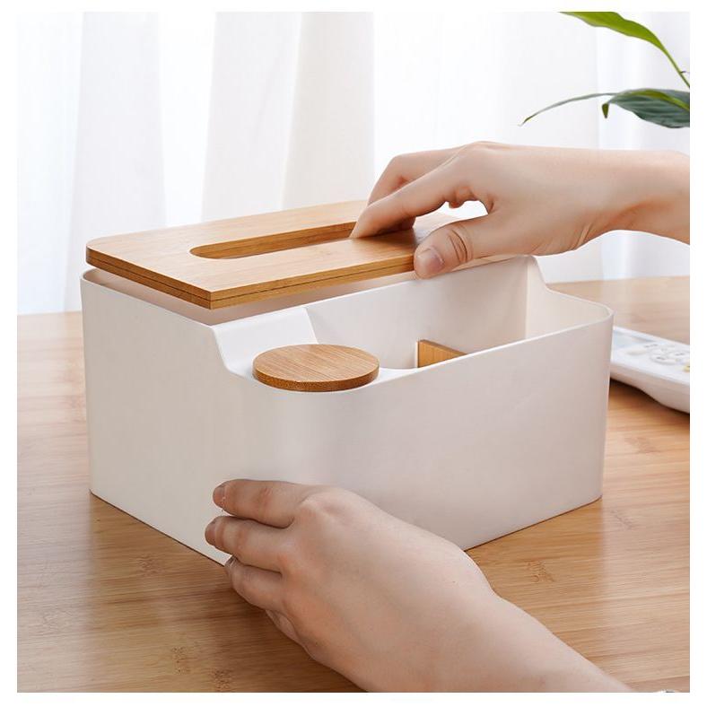 plusnao ティッシュケース ティッシュボックス 小物入れ付き