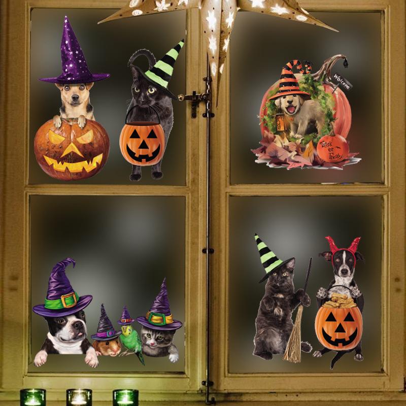 ウォールステッカー ハロウィン 実写 犬 猫 アニマル 魔法使い かぼちゃ Halloween 子供部屋 壁 壁紙シール パーティ イベント インテリ プラスナオ Paypayモール店 通販 Paypayモール