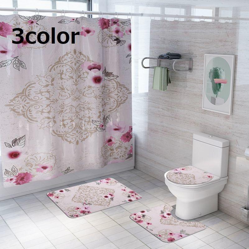 トイレマット3点セット トイレ用品 バスマット フロアマット インテリア用品 花柄 バラ柄 ヨーロピアンフラワー おしゃれ プラスナオ Paypayモール店 通販 Paypayモール