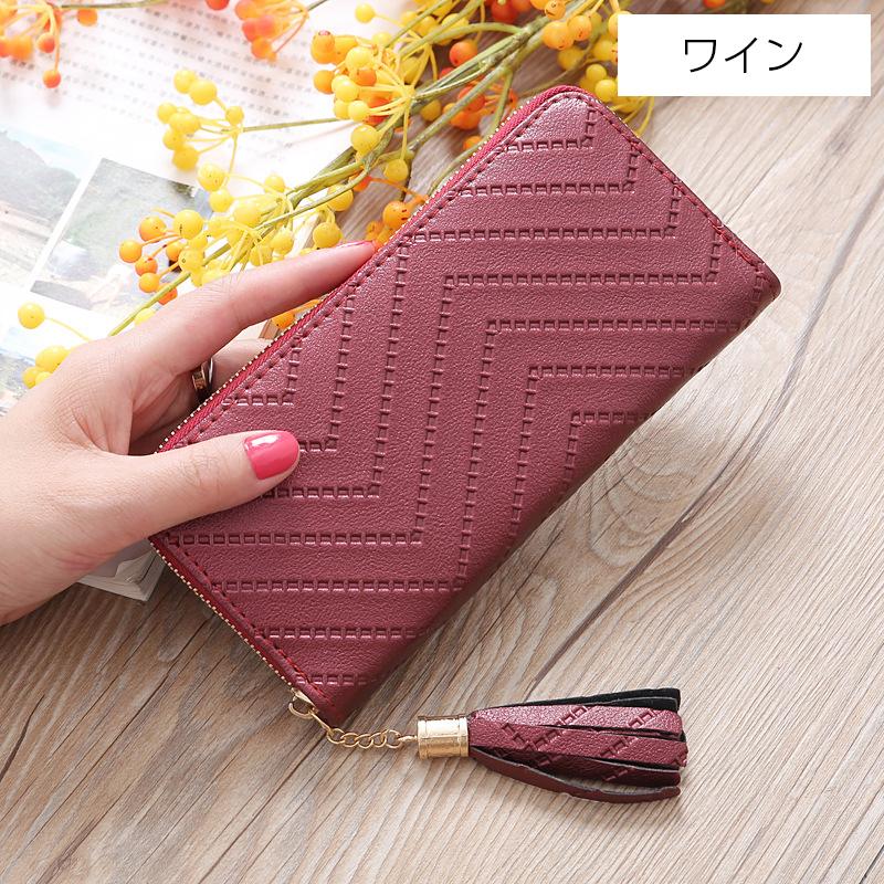 長財布 ロングウォレット レディース ラウンドファスナー カードケース コインケース スマホ 財布 大容量 おしゃれ かわいい タッセル レザー調 単 | plusnao | 11