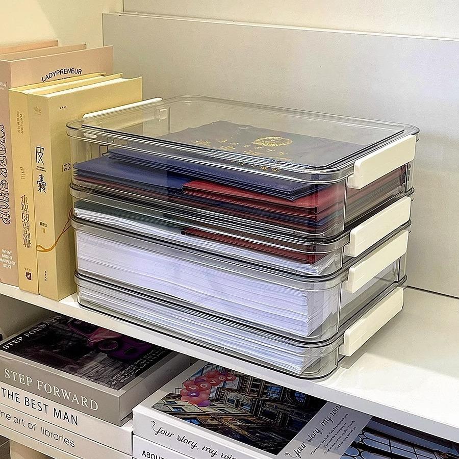 plusnao（プラスナオ） 書類収納ボックス 収納ケース クリアケース 蓋