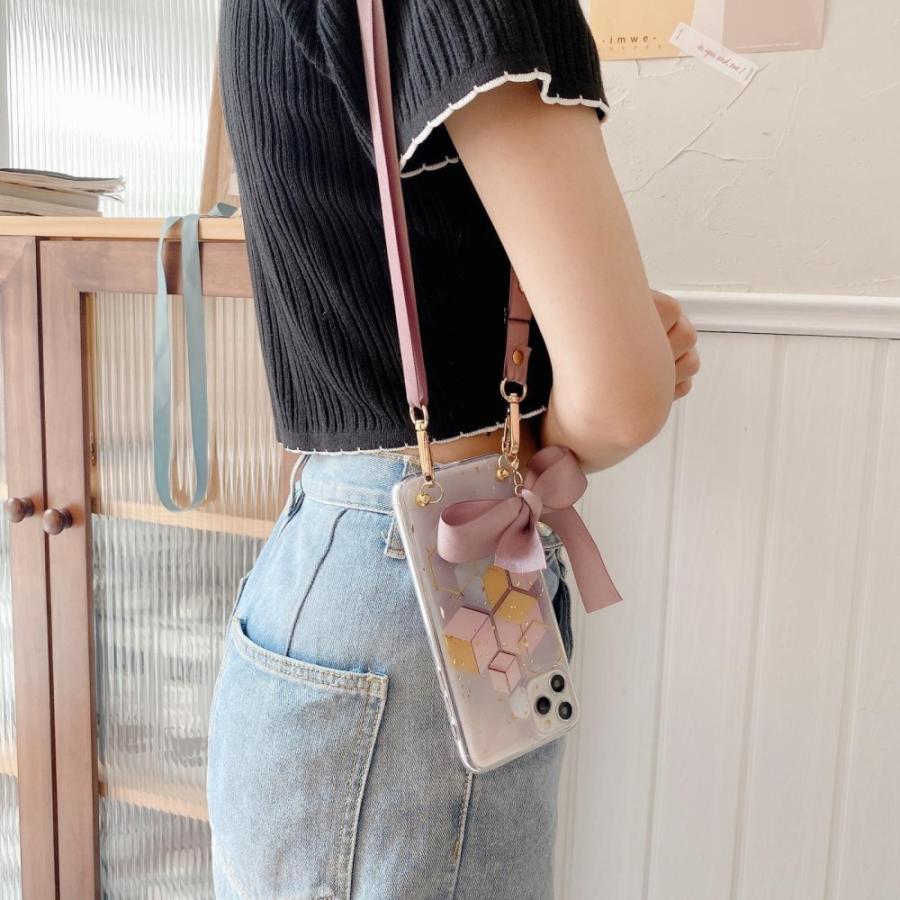iPhoneケース スマホケース iPhoneカバー スマホカバー ショルダーストラップ付き スマホアクセサリー スマホ雑貨 幾何学模様 ラメ 半透明|plusnao|02