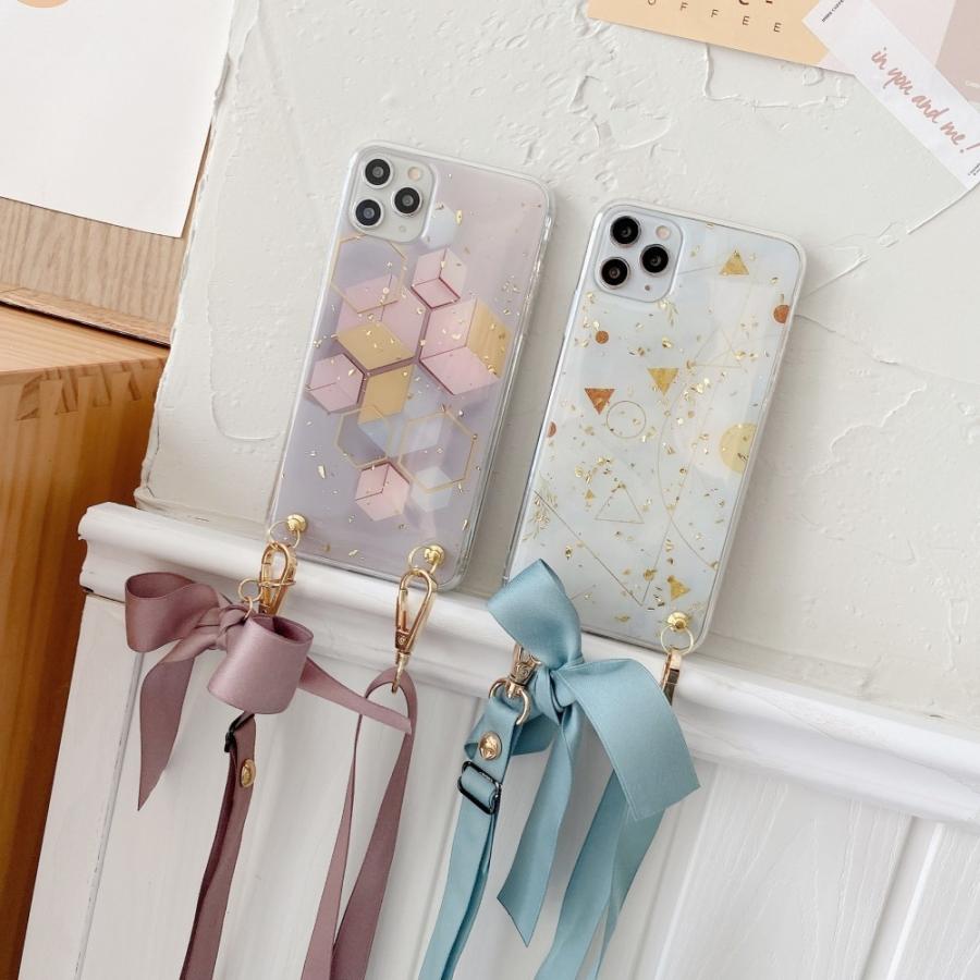 iPhoneケース スマホケース iPhoneカバー スマホカバー ショルダーストラップ付き スマホアクセサリー スマホ雑貨 幾何学模様 ラメ 半透明|plusnao|05