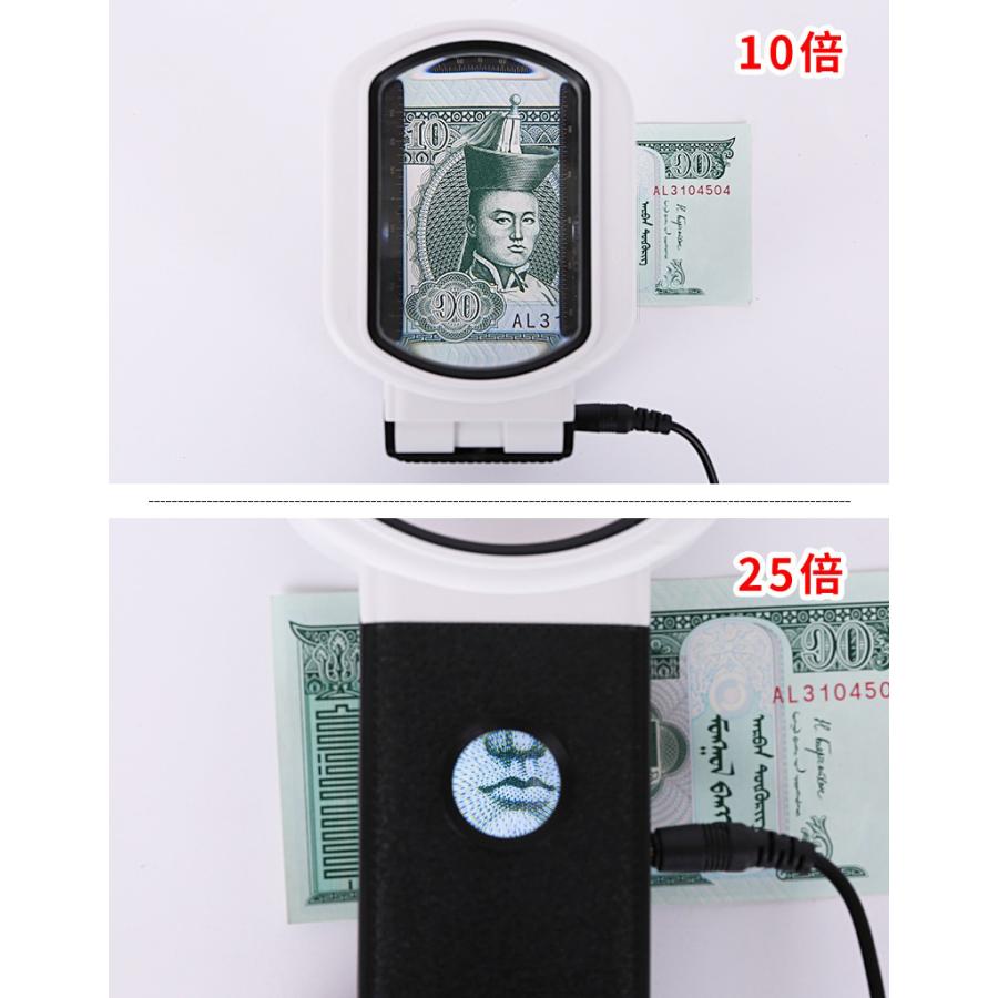 ルーペ 拡大鏡 LEDライト付き スタンド 手持ち 2way 10倍 25倍 USB電源