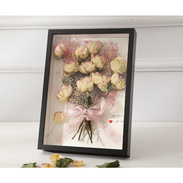 立体額装 薔薇 花瓶 シャドーボックス2枚セット ボックスフレーム 立体額 額縁 標本箱 シャドーボックス 正方形 長方形