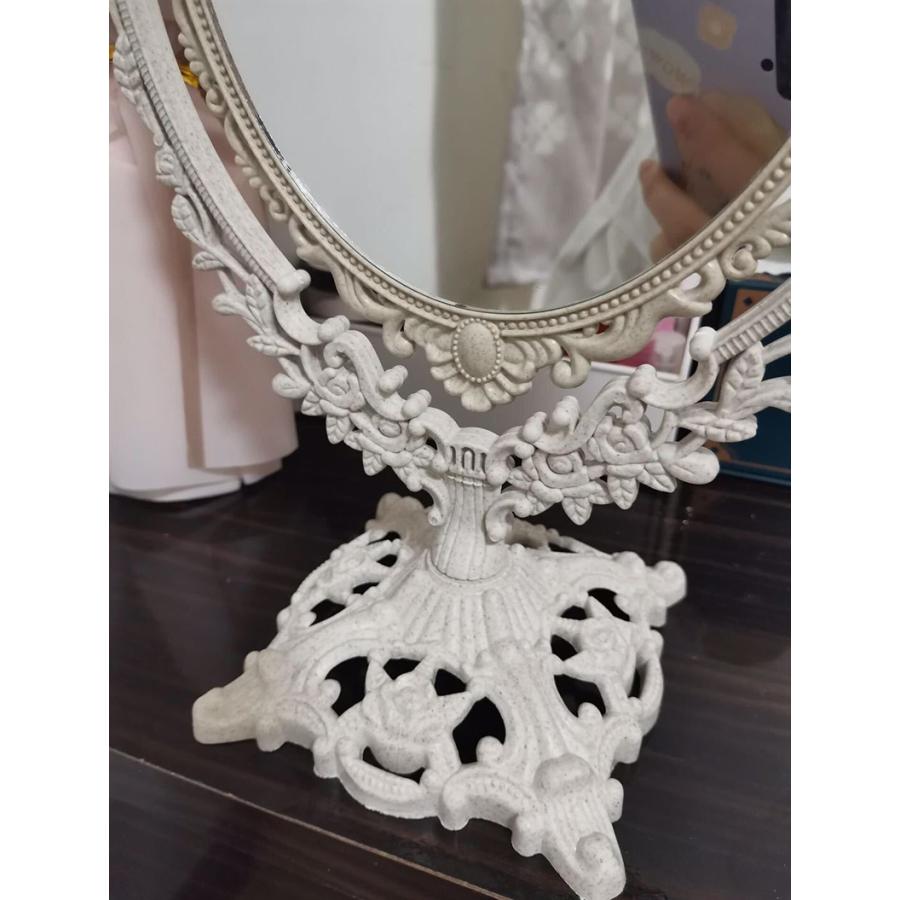 卓上ミラー 鏡 両面 アンティーク調 360度 可動 メイクミラー 化粧鏡