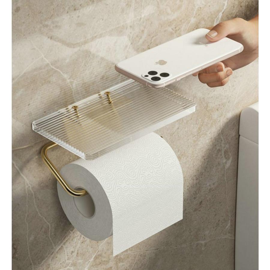 トイレットペーパーホルダー 小物置き 携帯置き 一体型 壁面 トイレ