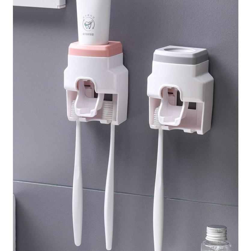 plusnao 歯ブラシホルダー 歯磨き粉ディスペンサー 自動 壁掛け 貼り