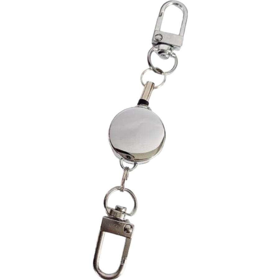 plusnao リールキーホルダー キーリング 伸縮リール カナビラ