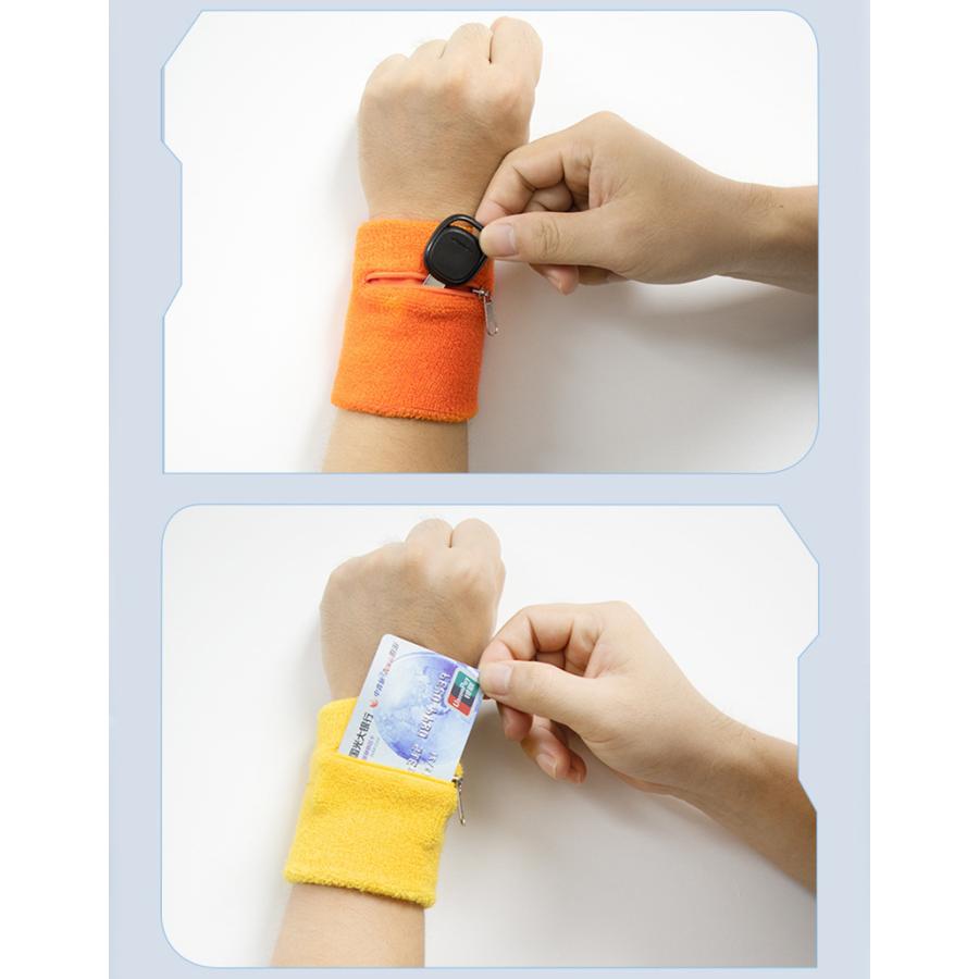 リストバンド ポケット付き 単品 1個 メンズ レディース ファスナーポケット 小銭入れ チャック スポーツ ランニング 鍵 お金 コインケース キー