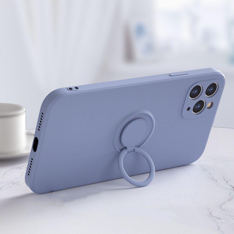 iPhone11 ProMax ケース リング付 シリコン スタンド機能 ブルー iPhoneケース iPhoneカバー スマホケース リング付き スタンド機能 傷