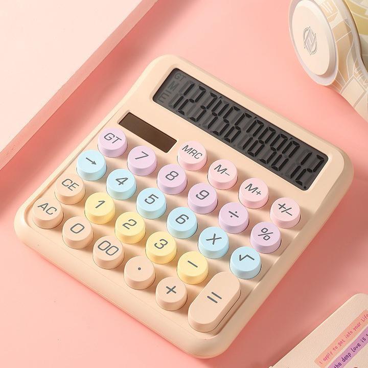 電卓 計算機 12桁 文房具 文具 ソーラー 電池 卓上 大型ディスプレイ 滑り止め 見やすい カラフル 可愛い ポップ おしゃれ 事務用品 オフィス | plusnao | 03