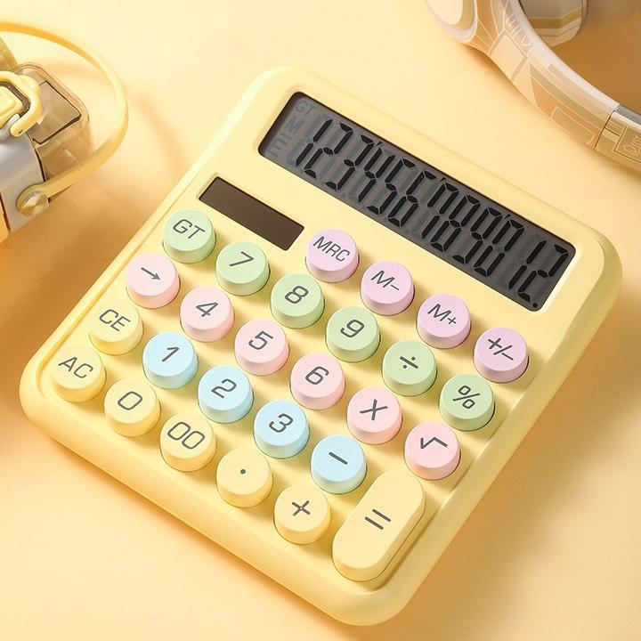 電卓 計算機 12桁 文房具 文具 ソーラー 電池 卓上 大型ディスプレイ 滑り止め 見やすい カラフル 可愛い ポップ おしゃれ 事務用品 オフィス | plusnao | 04