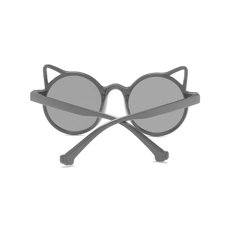 plusnao サングラス 子供用 ねこ耳付き ラウンドフレーム 丸型 ねこ型