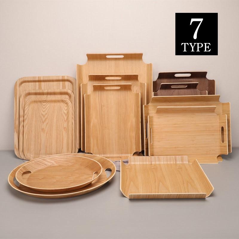 木製トレー お盆×14個 IwaiLoft 木製 トレー トレー お盆 天然木製 羽反 長角膳 角型
