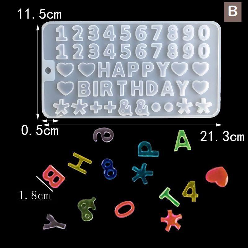 シリコンモールド レジン 型 ソフトモール パーツ アルファベット 数字