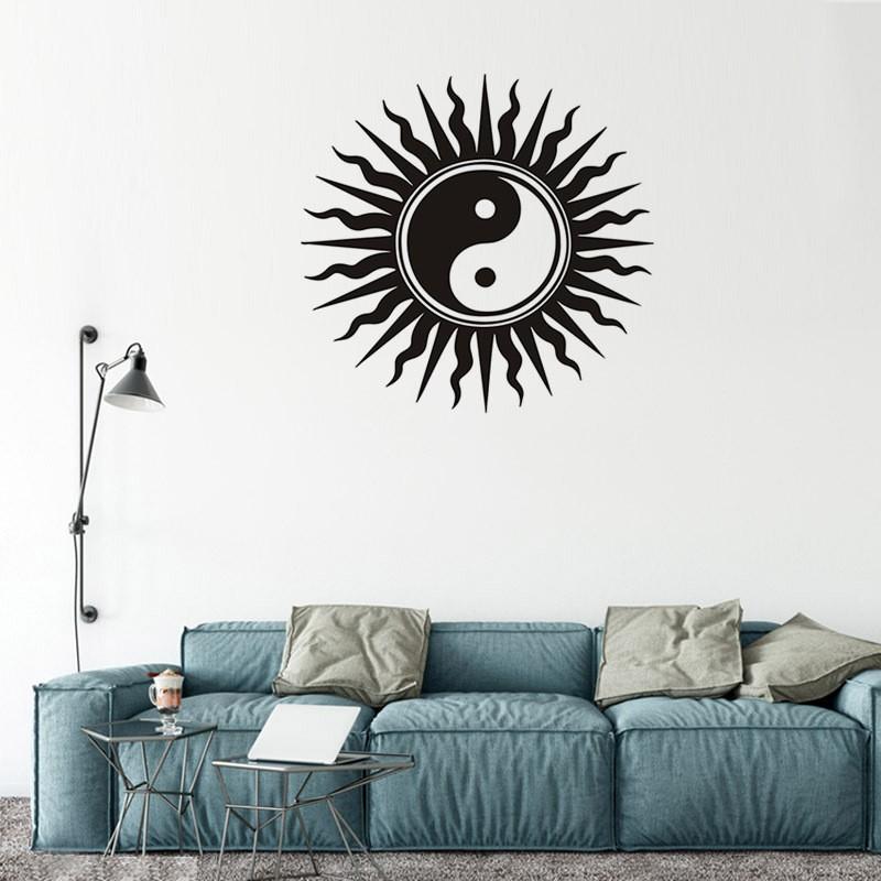 ウォールステッカー 転写式 壁紙シール モノトーン モノクロ はがせる 陰陽太極図 太陰大極図 陰陽勾玉巴 太陽 シンボル シルエット 窓 ガラス 壁 プラスナオ Paypayモール店 通販 Paypayモール