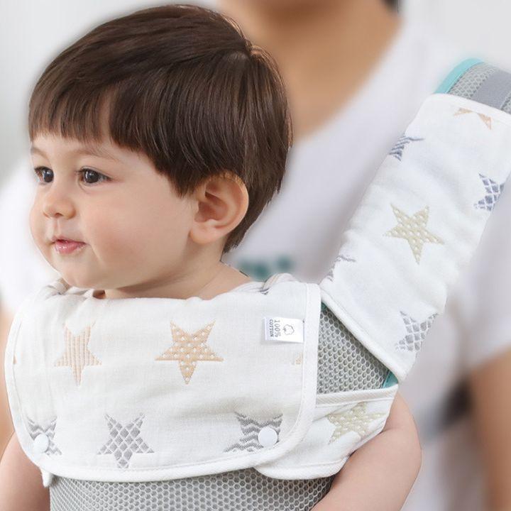 抱っこひも用よだれカバー 胸当てよだれパッド 3点セット ベビー用品 赤ちゃん 出産祝い ガーゼ リバーシブル 前向き 着脱簡単 ショルダーカバー ビ | plusnao | 06