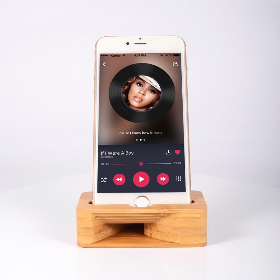 スマホスピーカー スタンド 木製 スマートフォン 携帯電話 小型 卓上