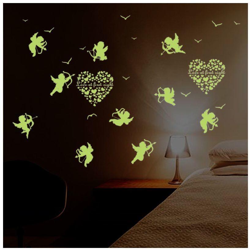 ウォールステッカー 光る 夜光 蛍光 壁紙シール 壁飾り 模様替え 寝室 子供部屋 インテリア オシャレ 可愛い エンジェル ハート Zak 787 プラスナオyahoo 店 通販 Yahoo ショッピング