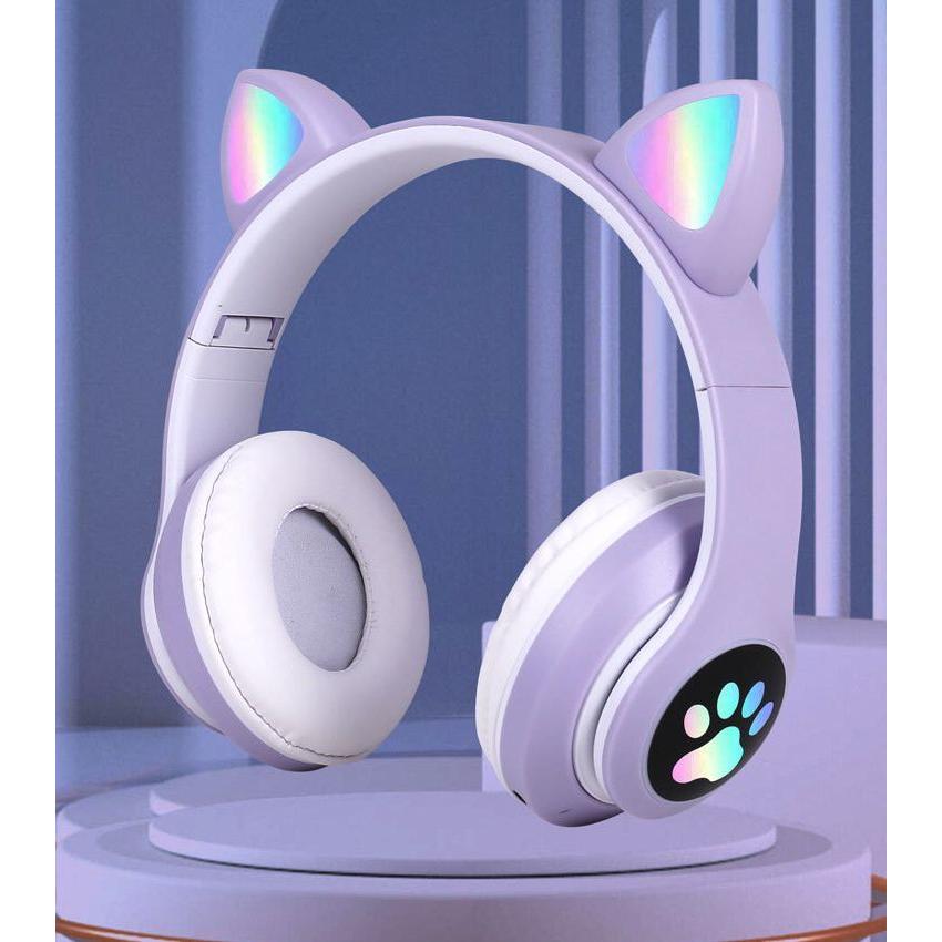 ヘッドホン イヤホン ゲーミングヘッドセット 猫耳 ワイヤレス Bluetooth5.0 マイク付き 有線 無線 高音質 防水 リチウム｜plusnao｜02