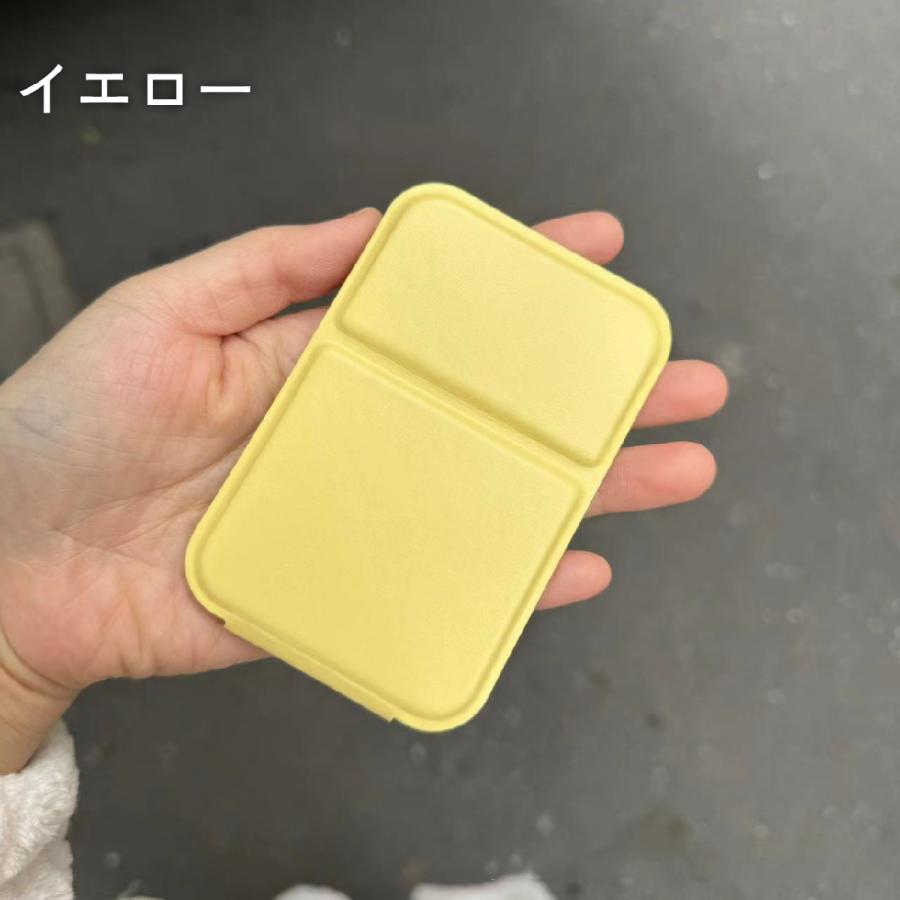コンパクトミラー 手鏡 等倍 折りたたみ スタンド 自立 スクエア