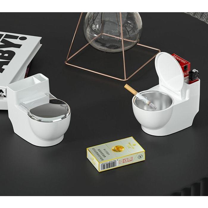 plusnao（プラスナオ） 灰皿 壁掛け 粘着式 蓋付き 便器型 便座 煙草