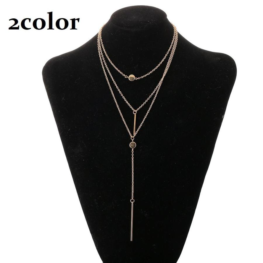 ネックレス ペンダント 首飾り レディース アクセサリー 3連 重ね付け風 チェーン 長め 長い ロング チャーム ゴールドカラー シルバーカラー お プラスナオ Paypayモール店 通販 Paypayモール
