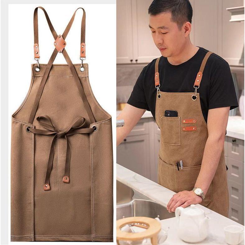 エプロン キャンバス ワークエプロン 男女兼用 前掛け キッチン ガーデニング DIY キャンプ 作業用 複数ポケット おしゃれ メンズ レディース|plusnao|02