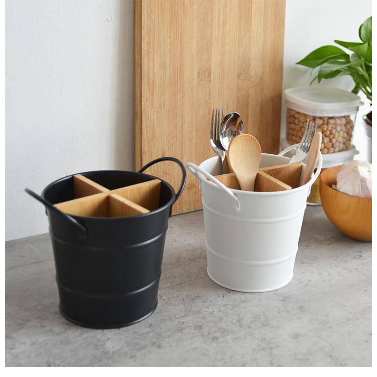 plusnao（プラスナオ） カトラリースタンド バケツ型 箸立て 調理小