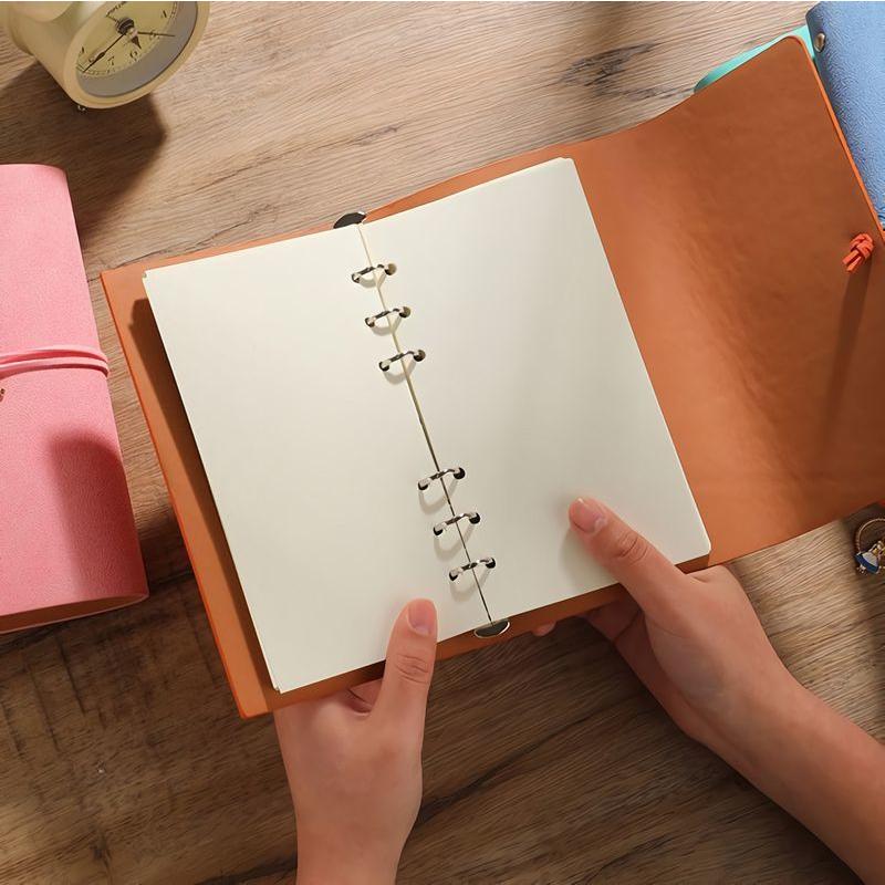 plusnao（プラスナオ） 手帳 メモ帳 A6 68枚 ルーズリーフ 無地 6穴 紐