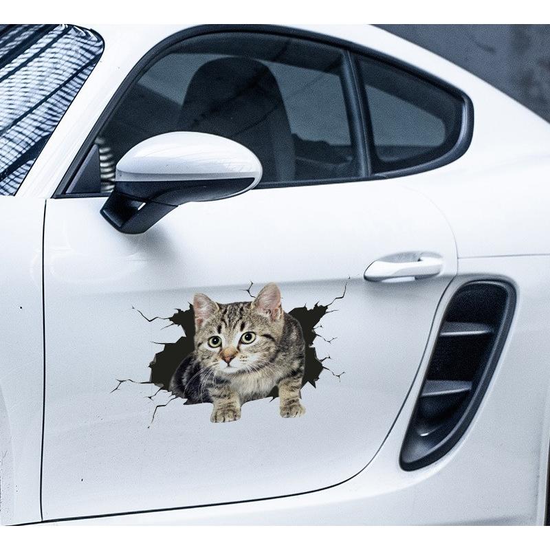 カーステッカー ボディステッカー 車用ステッカー デカール シール 反射 カーアクセサリー 装飾 デコレーション 外装 猫 ネコ 動物 のぞき猫 アニ|plusnao|02