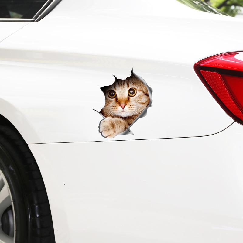 カーステッカー ボディステッカー 車用ステッカー デカール シール 反射 カーアクセサリー 装飾 デコレーション 外装 猫 ネコ 動物 のぞき猫 アニ|plusnao|03