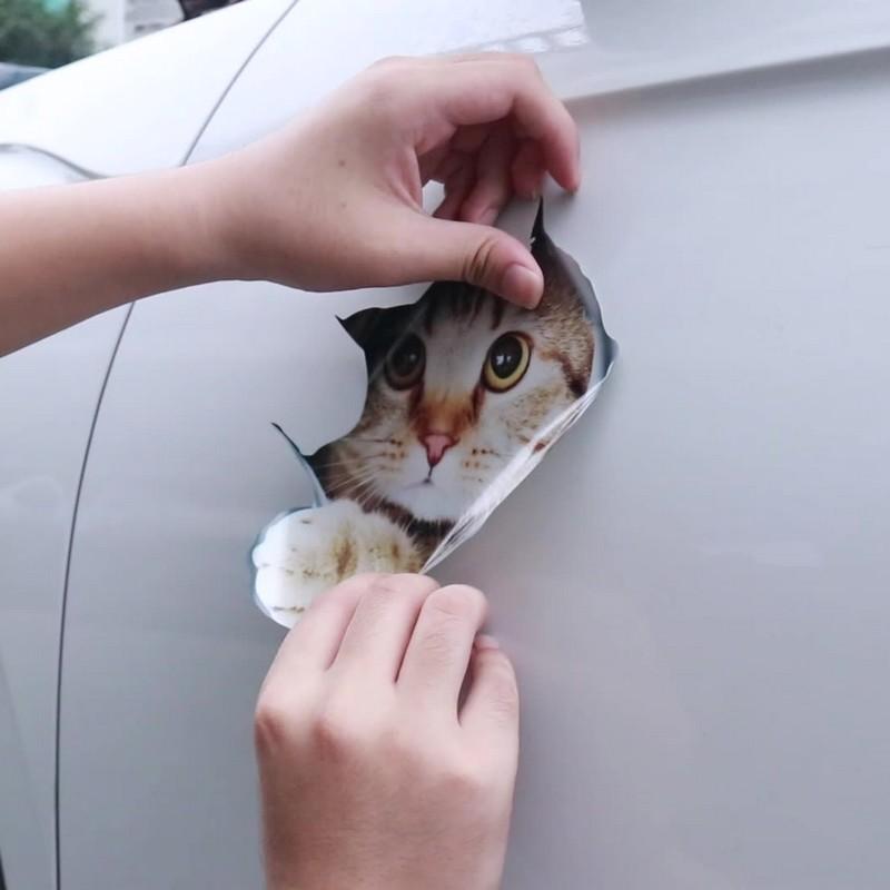 カーステッカー ボディステッカー 車用ステッカー デカール シール 反射 カーアクセサリー 装飾 デコレーション 外装 猫 ネコ 動物 のぞき猫 アニ|plusnao|05