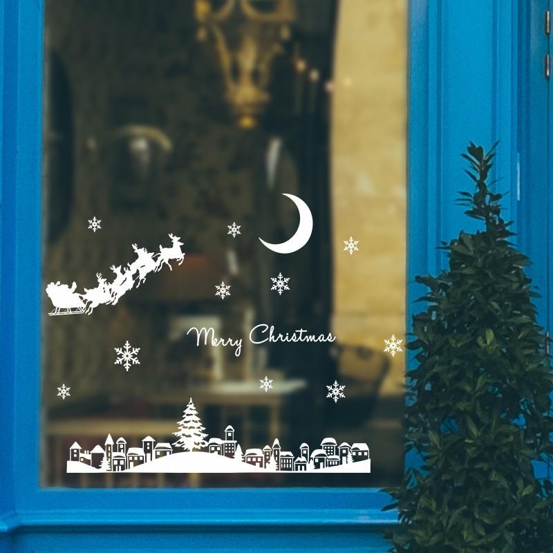 ウォールステッカー ガラスステッカー 転写式 壁紙シール クリスマス はがせる 雪の結晶 トナカイ X Mas メリークリスマス Merry Chri プラスナオ Paypayモール店 通販 Paypayモール