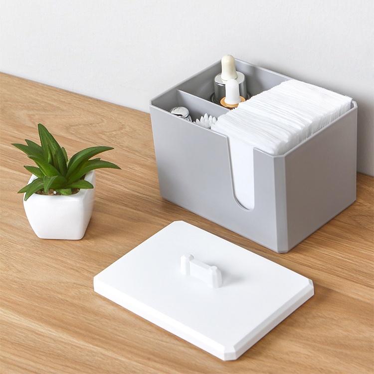 小物入れ　化粧品入れなどに ブラウンホワイト plusnao（プラスナオ） 小物入れ 収納ボックス 蓋付き 仕切り コスメ