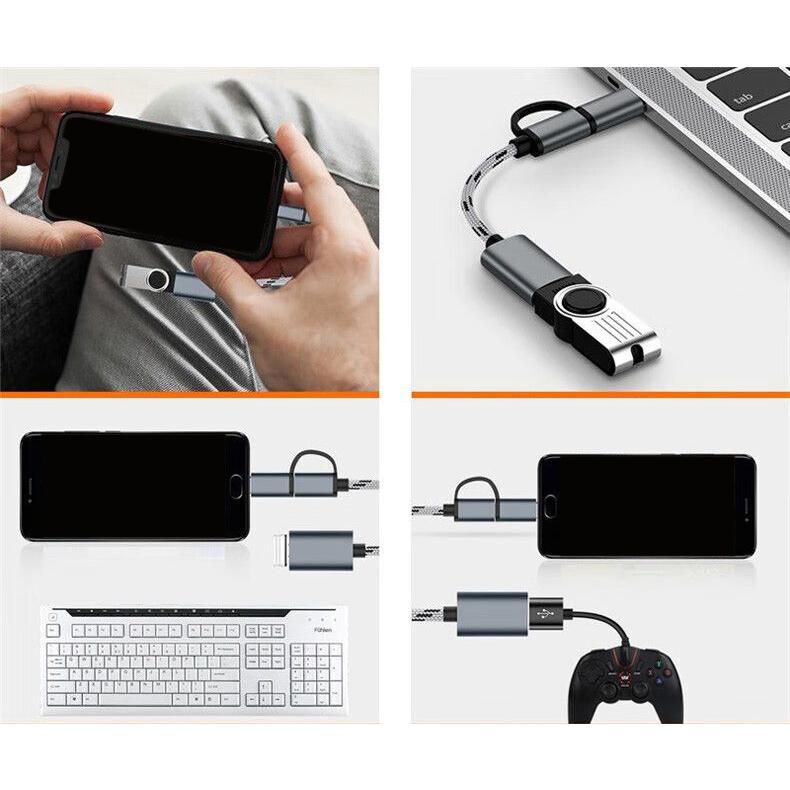 OTGケーブル 2in1 MicroUSB Type-C to USB変換アダプター 充電 通信