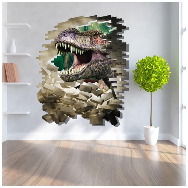 ウォールステッカー ウォールシール 恐竜 だまし絵 トリックアート 3d 立体的 飛び出す 壁シール 壁紙シール 壁面装飾 壁装飾 室内装飾 インテリ