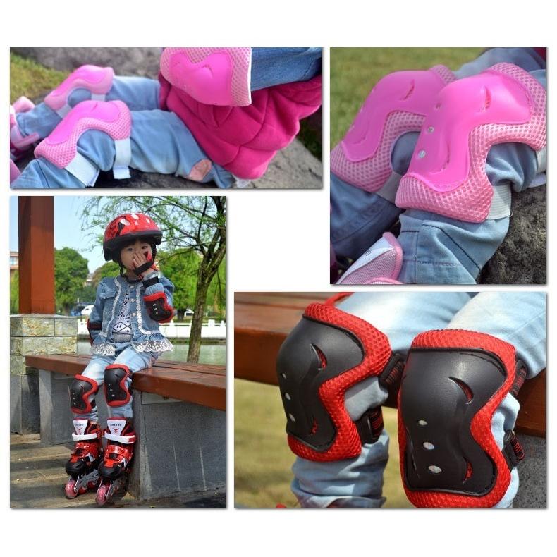 ピンク キッズ プロテクター 6点 セット サポーター 膝パッド 膝 肘 手の平 通販 子供用 プロテクター 6点 ピンク サポーター 膝パッド