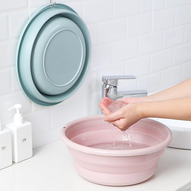 家庭用品浴室トイレの実用的な折り畳み型洗面器 plusnao（プラスナオ） 折りたたみ洗面器 たらい 洗い桶 たためる 省